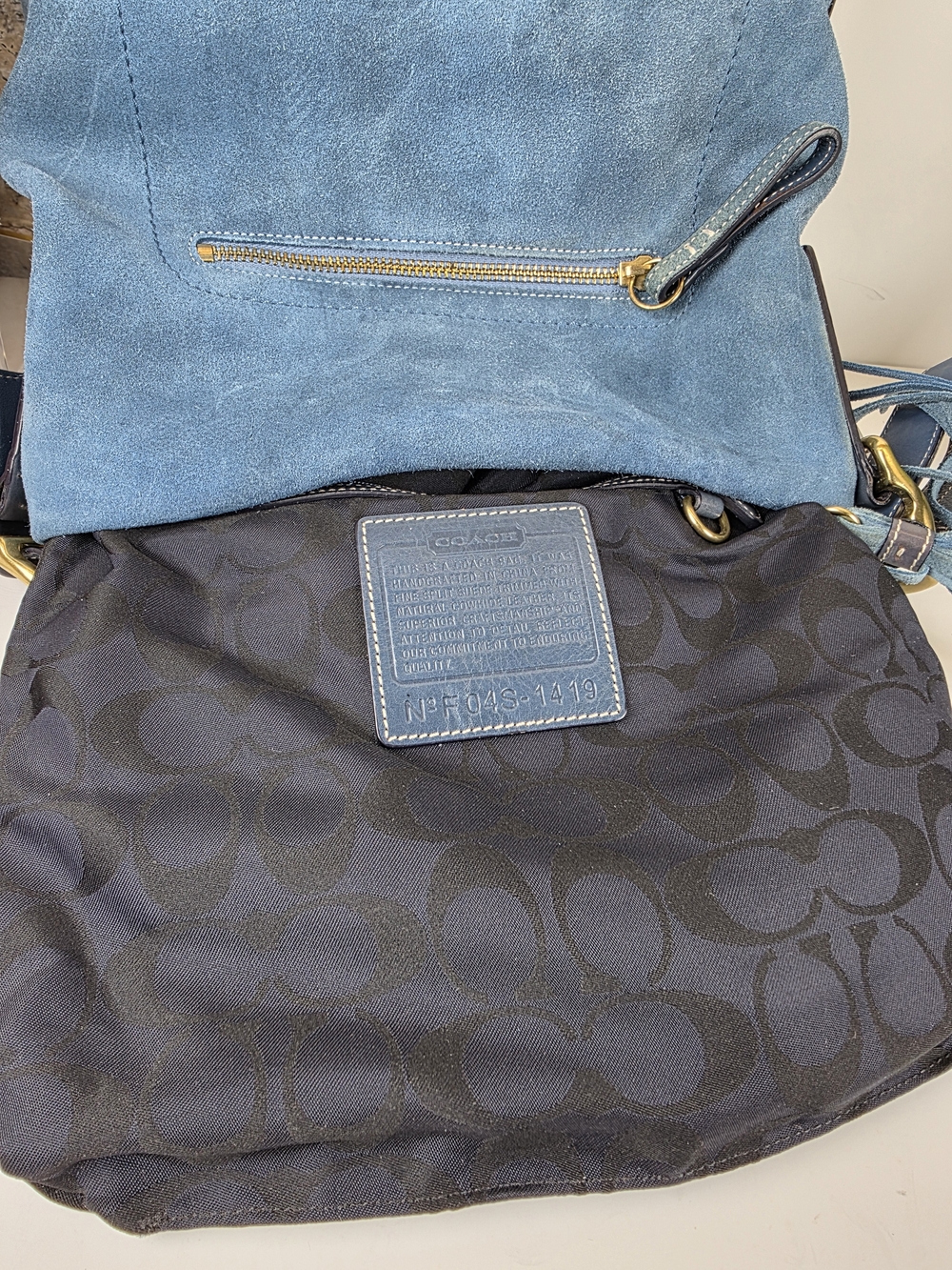 Coach Hobo 1419 Blue Suede Shoulder Shoulder Crossbody Rare Bag - Picture 11 of 14